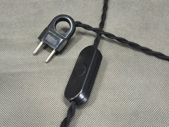 Image 1 of Danish Mid Century Teak Table Lamp with Red Shade, 1960s