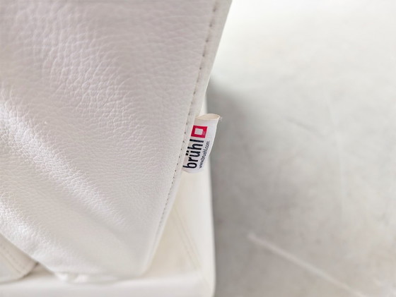 Image 1 of Original Brühl Moule Ecksofa Design Couch Leder weiß klappbar