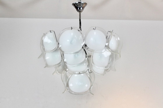 Vistosi Chandelier in White Handblown Murano Glass, Italy (photo 9 of 12)