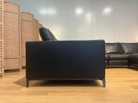 Image 1 of Minotti Andersen 4-Delige Zwarte Leren Hoekbank 