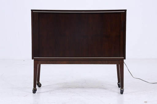 Beautiful vintage chest of drawers on castors | Mid - Century cabinet | Phono cabinet retro wood storage #07-07