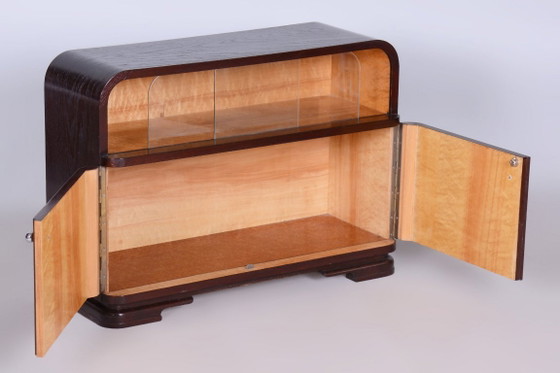 Vitrina Art Déco restaurada, de roble, arce y cristal, pulida, checa, década de 1930. – Armarios, Glass, Wood (photo 7 of 14)