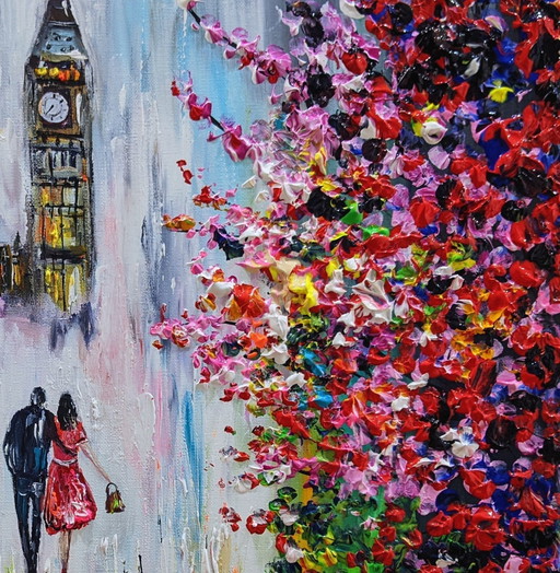 Schilderij van de kunstenaar - Evelina Vine - Lentewandeling in Londen