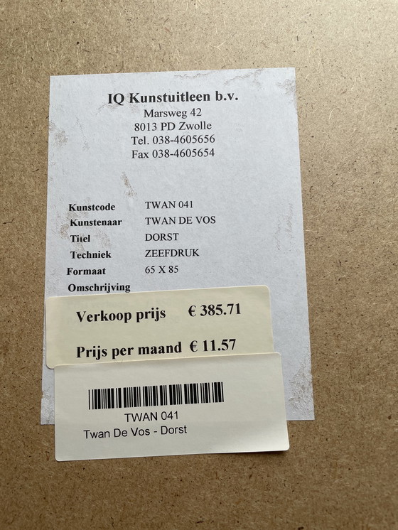 Image 1 of Zeefdruk van Twan de Vos “DORST”