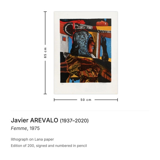 Image 1 of Javier AREVOLO Femme Litografia firmata 1975