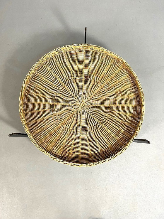 Image 1 of Couchtisch mit Zeitschriftenständer aus Weide von Rudolf Wolf für Rohé Noordwolde, 1960er Jahre.