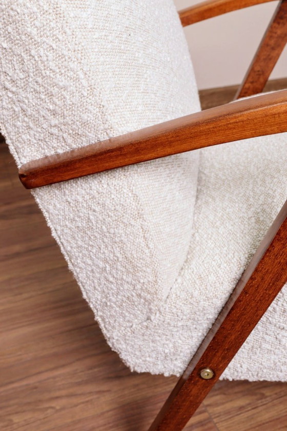 Image 1 of Vintage Lounge Chair Bouclè Pearl Full Refurbished, 1970s.