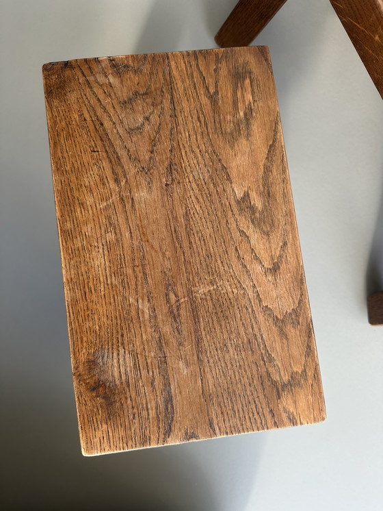 Image 1 of Tavolini ad incastro brutalisti vintage Mimi, set di tavolini laterali in rovere massello, stile retrò anni '70