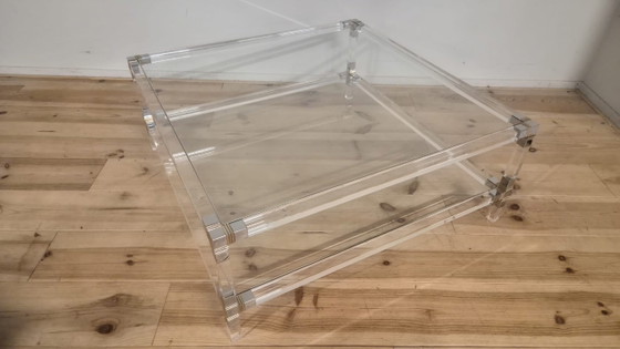Vintage Coffeetable, Plexiglas Met 2 Glazen Leggers '80's – Salontafels (photo 6 of 15)