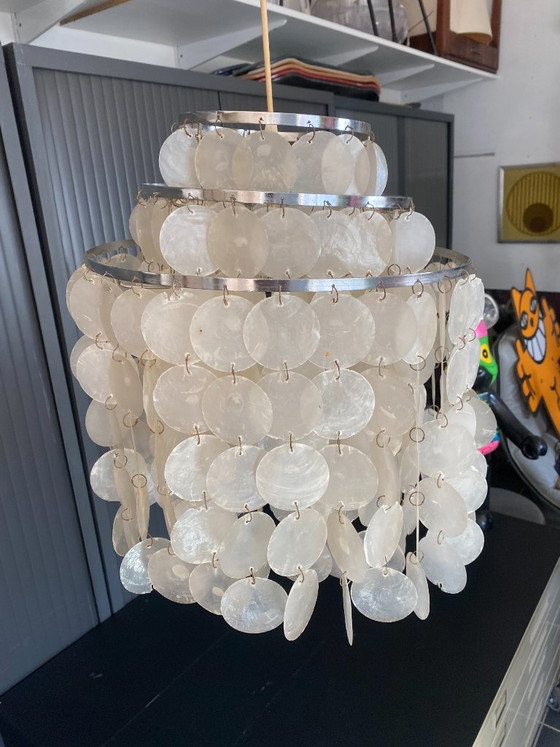 Suspension Lamp Chandelier Ceiling Light Mother-of-pearl Verner Panton vintage 1970 – Stone (photo 2 of 20)