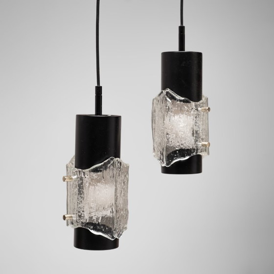 ‘Ice’ glazen hanglamp, Scandinavisch, jaren 60, set van 4 – Hanglampen, Glass (photo 9 of 10)