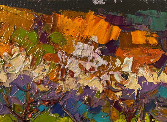 Image 1 of Original Oil Painting Colorful Trees Landscape Colors spring aroma