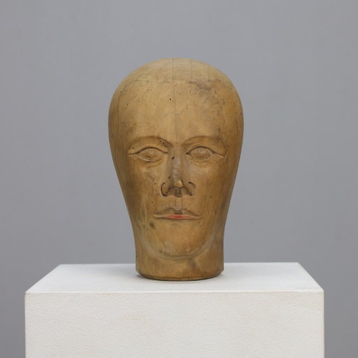 Tête en bois sculptée à la main, vers 1915, Berlin