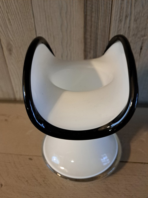 Black and white vase J. Sluczan, Orkusz, Glassworks Tarnowiec, Poland 1980s