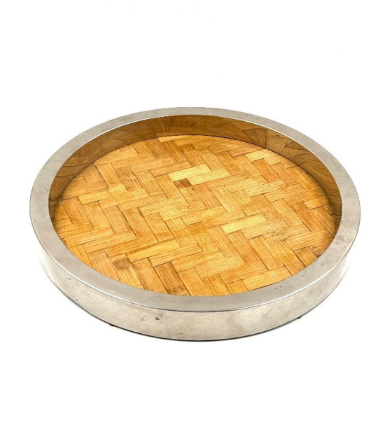 Image 1 of Hollywood regency bamboo and brass tray, Italy 1970s