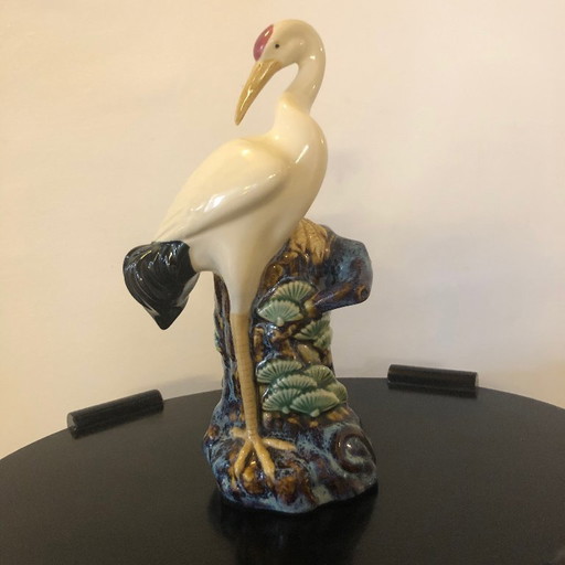 Mid Century Japanese Crane Vase | 1950s Ceramic Bird | Japandi Decor | 26 cm
