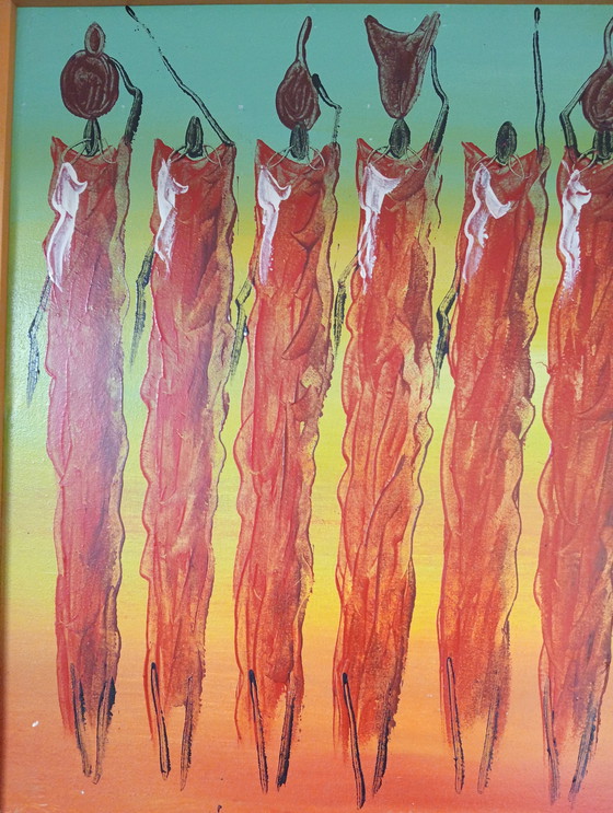 Image 1 of Superbe œuvre d'art peinte à la main en provenance de Tanzanie – Authentique, encadrée et prête à impressionner