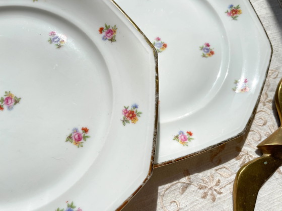 6 platos llanos de porcelana francesa floral LAMOTTE – Loza, Porcelain (photo 8 of 20)