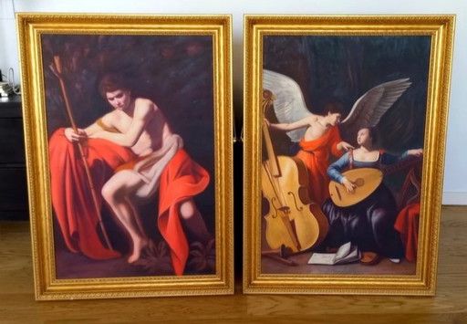 Pair of museum-quality oil paintings on canvas, classical reproductions