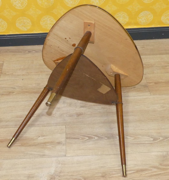 Image 1 of fifties cocktailtafel stijlvol zwart MOSAIC glazen blad 50s salontafel fifties retro vintage niertafel 60s sixties