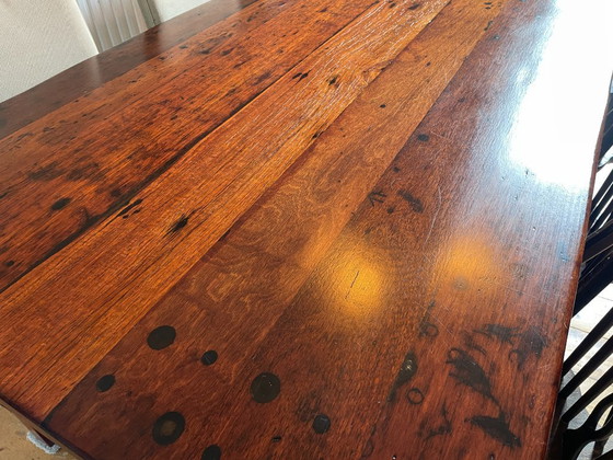 Image 1 of Rare Australian Jarrah Railway Sleeper Dining/Boardroom Table – Reclaimed Solid Hardwood – 2.2m