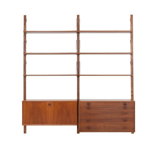 Modulaire wandkast van teakhout, Deens design, jaren 60, ontworpen door Rud Thygesen en Johnny Sørensen, geproduceerd door