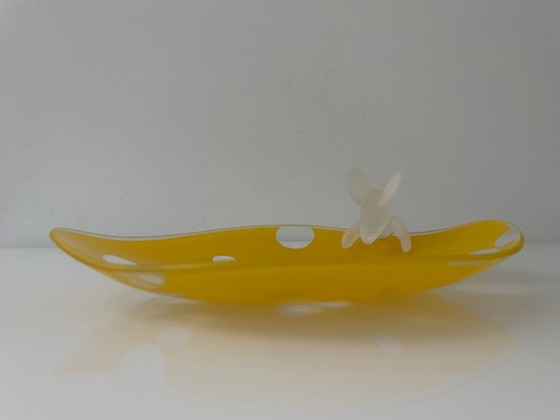 Image 1 of Glazen design serveerschaal met muis – kaasdessin