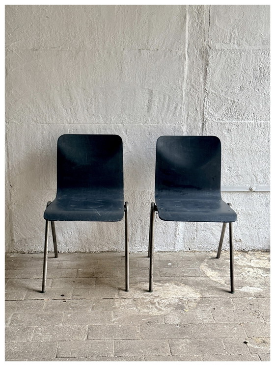 Image 1 of 2 Stoelen industriali vintage, metallo e metallo 