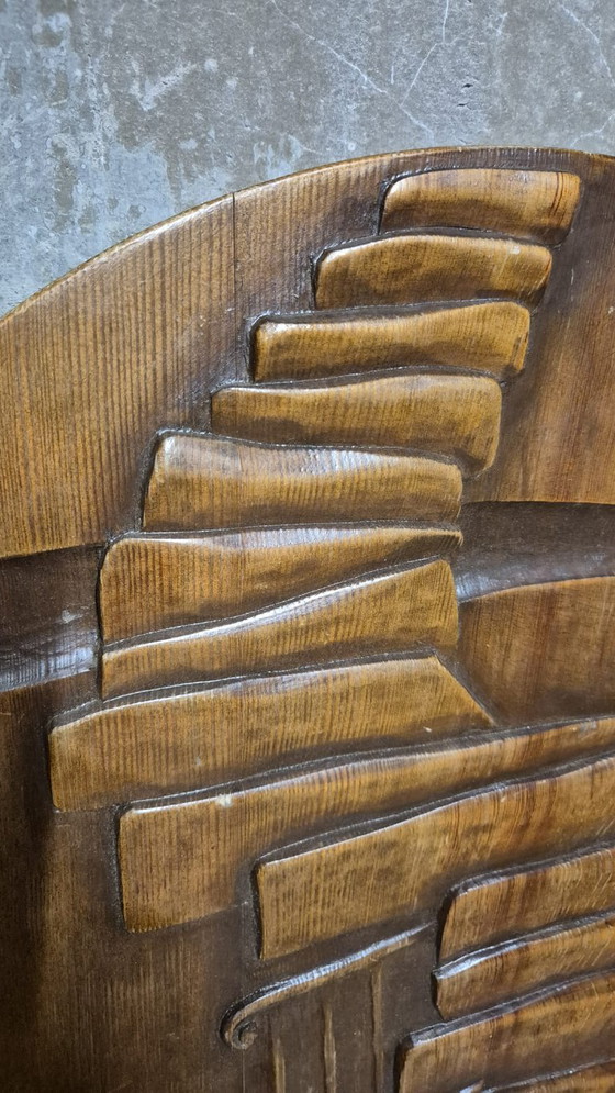 Vintage houten wandplaat met houtsnijwerk, reliëfsculptuur, Tsjechoslowakije, midden 20e eeuw, 47 cm (photo 4 of 8)