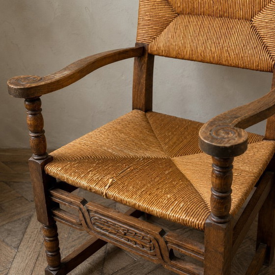 Image 1 of Rustieke fauteuil van gevlochten riet, jaren 1960-1970