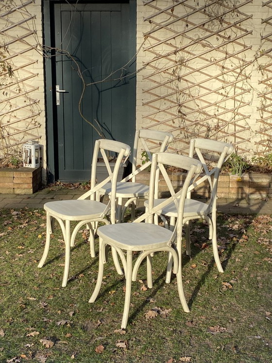 Image 1 of 4 houten crossback stoelen