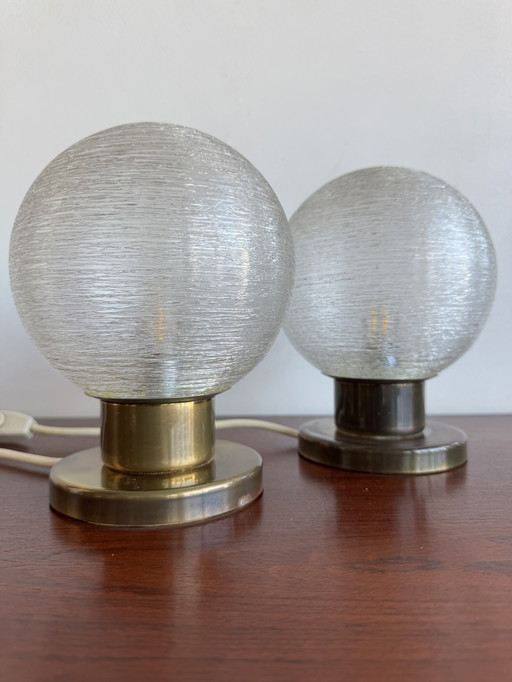 Pair of Doria Leuchten Table Lamps – Textured Globe Elegance