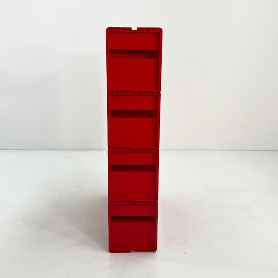 Image 1 of Rode modulaire Jeep-boekenkast van De Pas, D'Urbino en Lomazzi voor BBB, jaren 70.