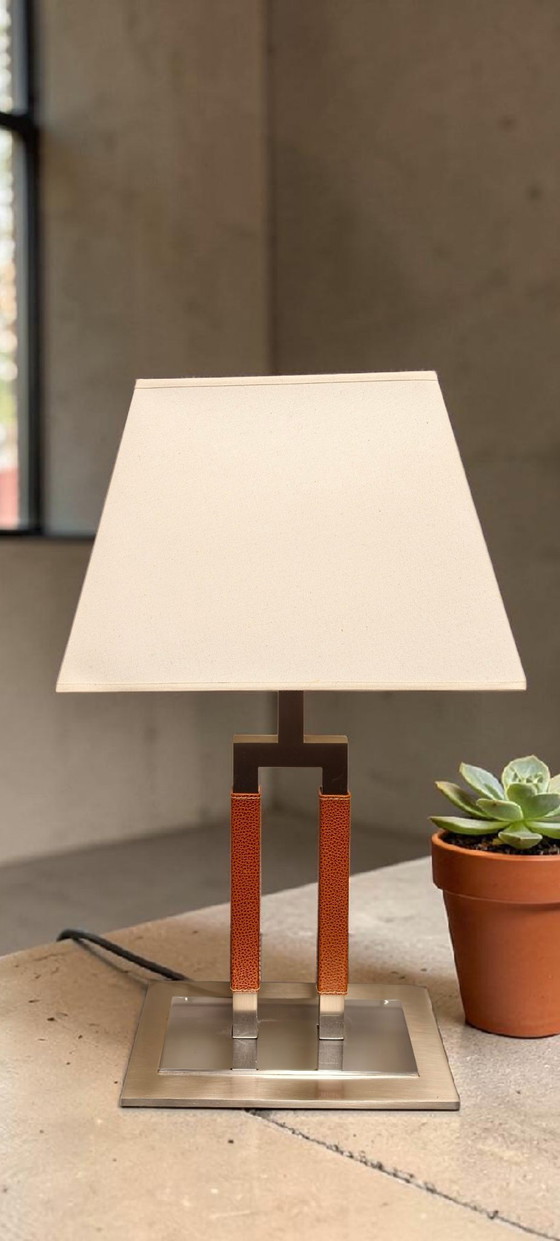Image 1 of Lampes de table design vintage Joana Bover EMA Cuir Nickel Barcelone