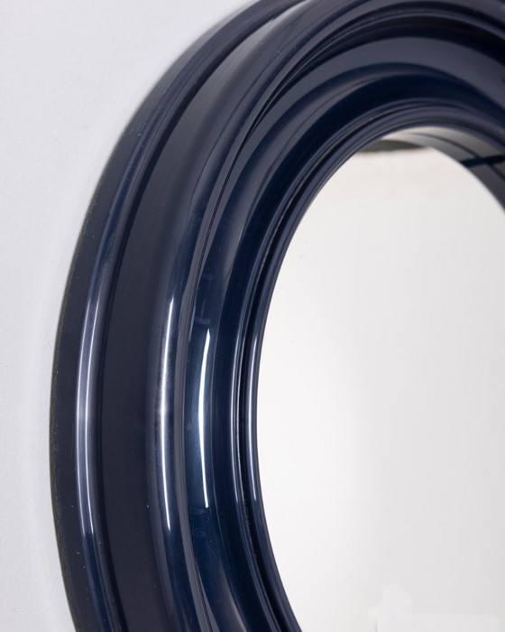 Vintage 1970s Italian Design Blue Plastic Wall Mirror (photo 3 of 6)