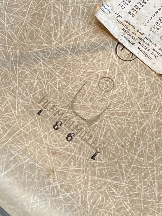 Image 1 of Sedia in fibra di vetro, rivestimento in vinile, stile DSR Eiffel, verde/greige, vintage Eames/Herman Miller, anni '50/'60/'70