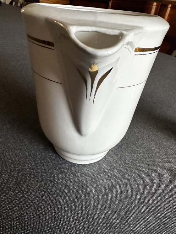 Image 1 of Moulin des Loups Orcerame France Art-Déco Ceramic coffee maker - Gold edging