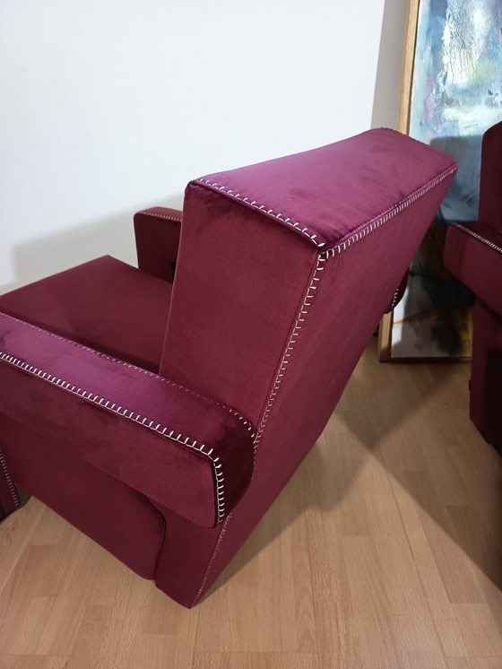 Image 1 of CASSINA 2X Poltrone 637 UTRECHT  (NUOVE MAI USATE) in Velluto 13L Ortigia/Plum con Cuciture in filo Naturale a punta Cavallo