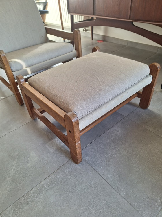 Poltrona lounge N. Eilersen + pouf 1969 – Poltrone, Wood, Canvas (photo 3 of 7)