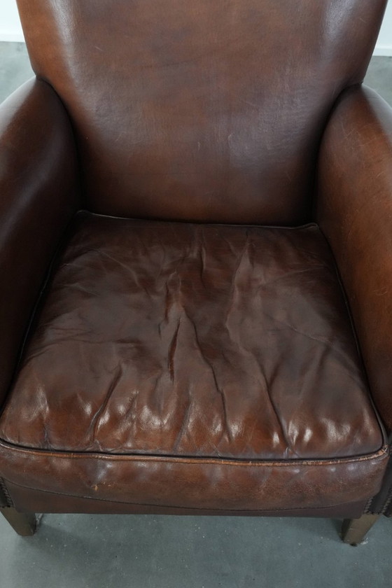 Image 1 of 2 x Vintage schapenleren fauteuil met prachtige warme kleuren