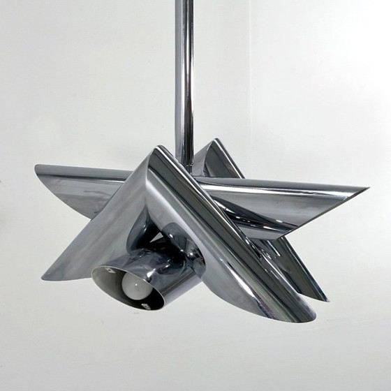 Image 1 of Chromed Structural Ceiling Lamp by Oscar Torlasco for Stilkronen, 1960s
