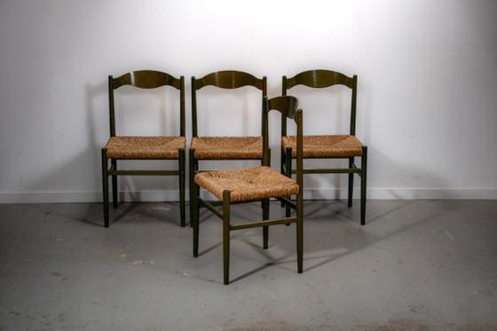 Image 1 of Sillas de comedor de haya verde y junco