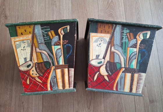 Image 1 of Vintage hand-painted paper baskets / planters