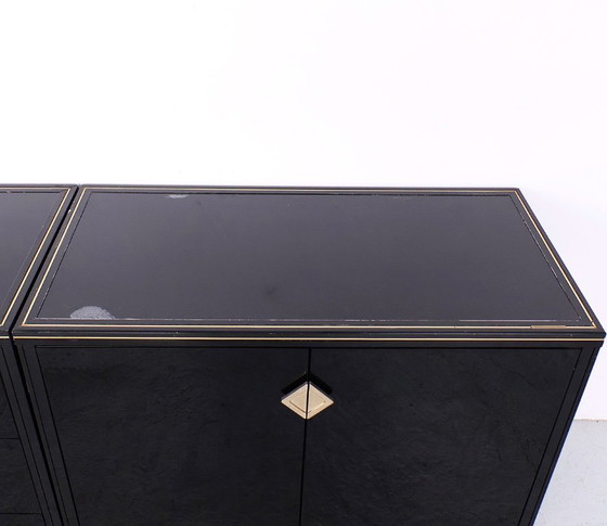 Image 1 of Black and gold Art Deco cabinets by Pierre Vandel, 1970s