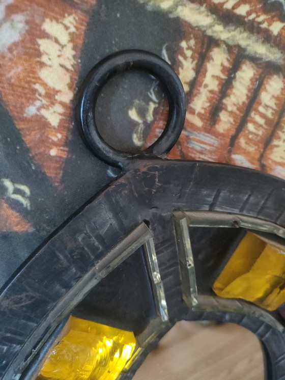 Image 1 of Vintage design smeedijzer glas brutalist spiegel 