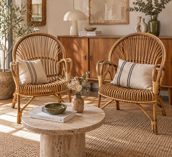 Vintage 1960 Rattan and Bamboo Armchairs (Pair) – Side chairs (photo 13 of 13)