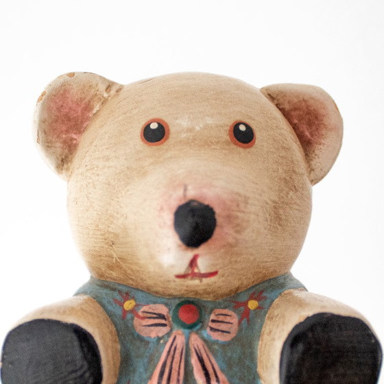 Image 1 of Orsetto di peluche in legno, decorazione vintage per la cameretta.
