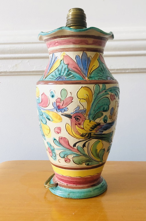 Majolica Italy ceramic lamp base 