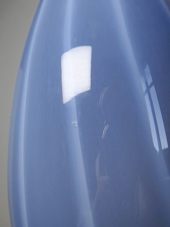 Image 1 of Large vintage pear-shaped vase in smoked glass lined with opaline glass, Murano soap bubble design