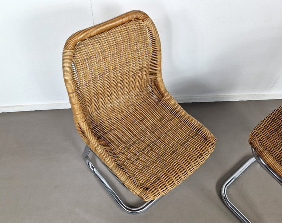 Image 1 of Juego de dos sillas Rohé Noordwolde | Ratán y cromo
